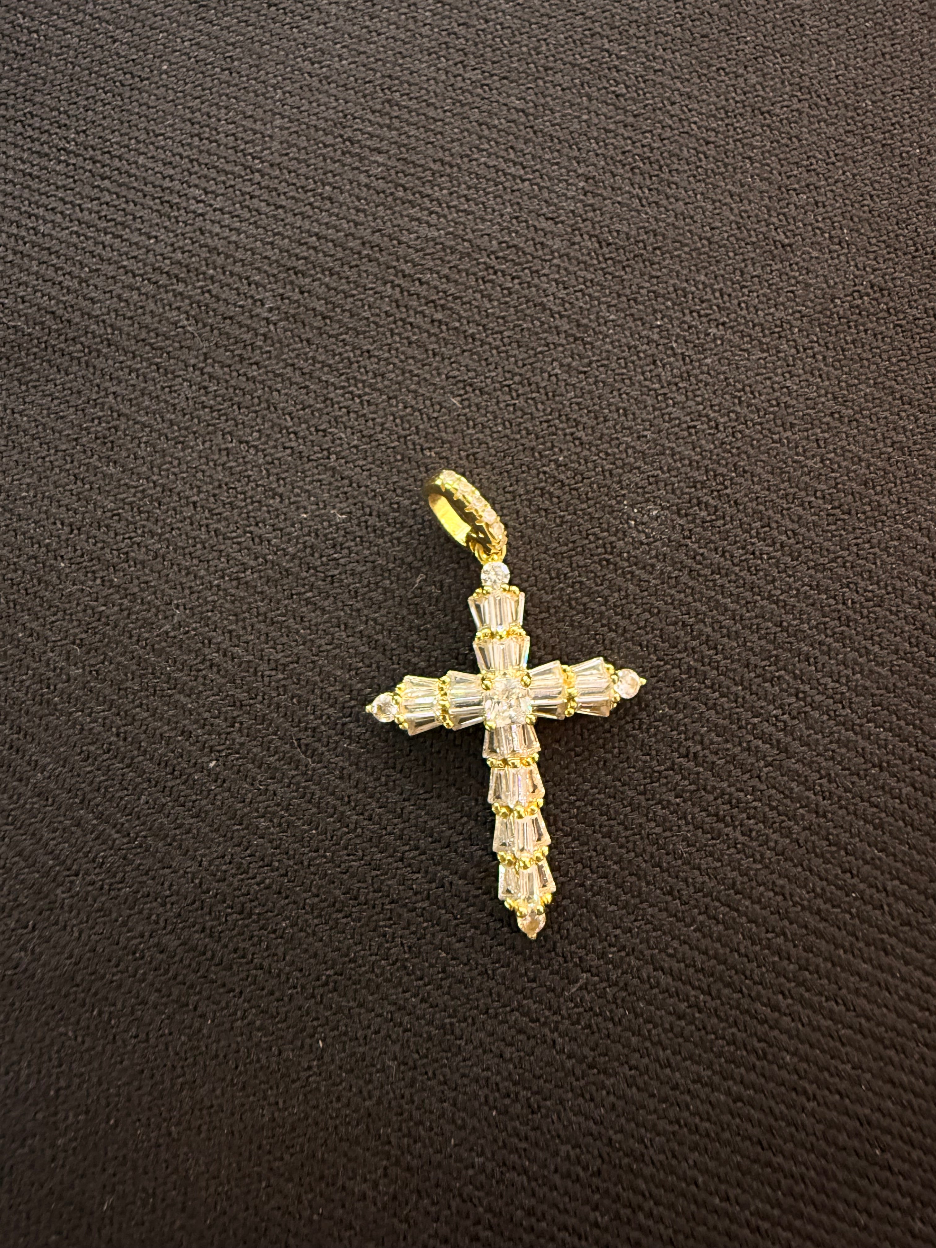 Tapered Baguette Sunburst Cross