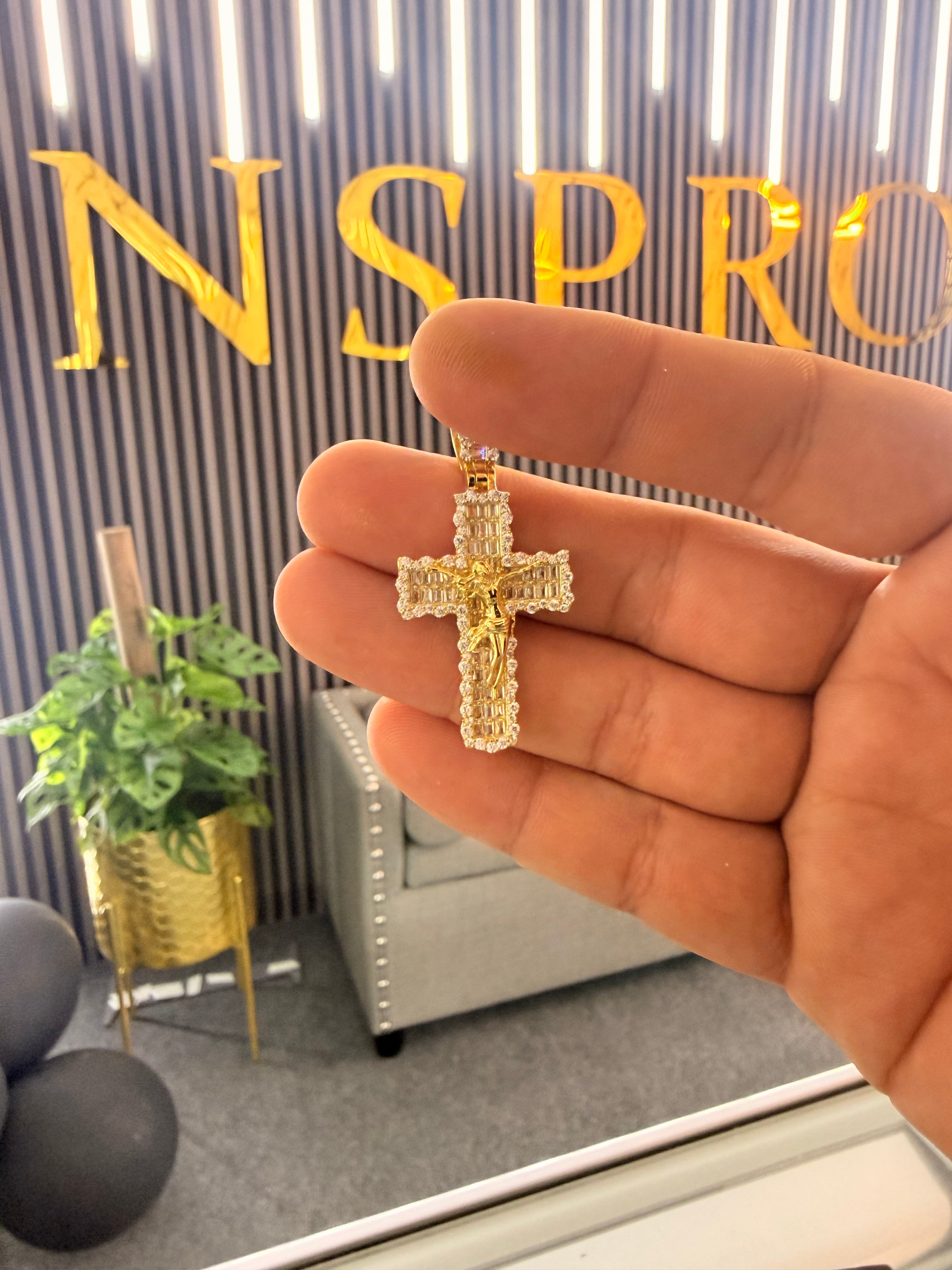Crucifix Baguette Cross Pendant