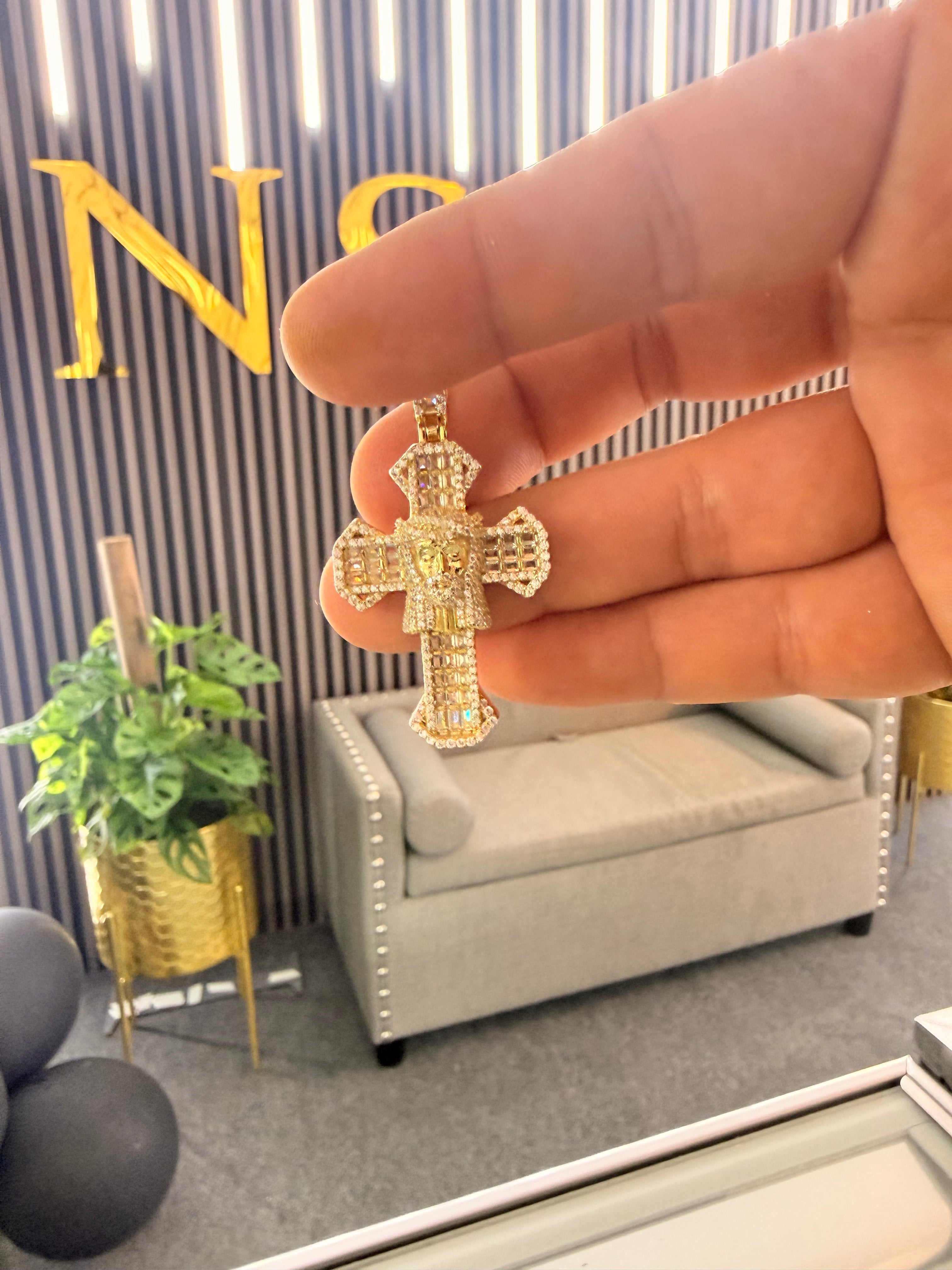 Iced Jesus Piece Cross Pendant