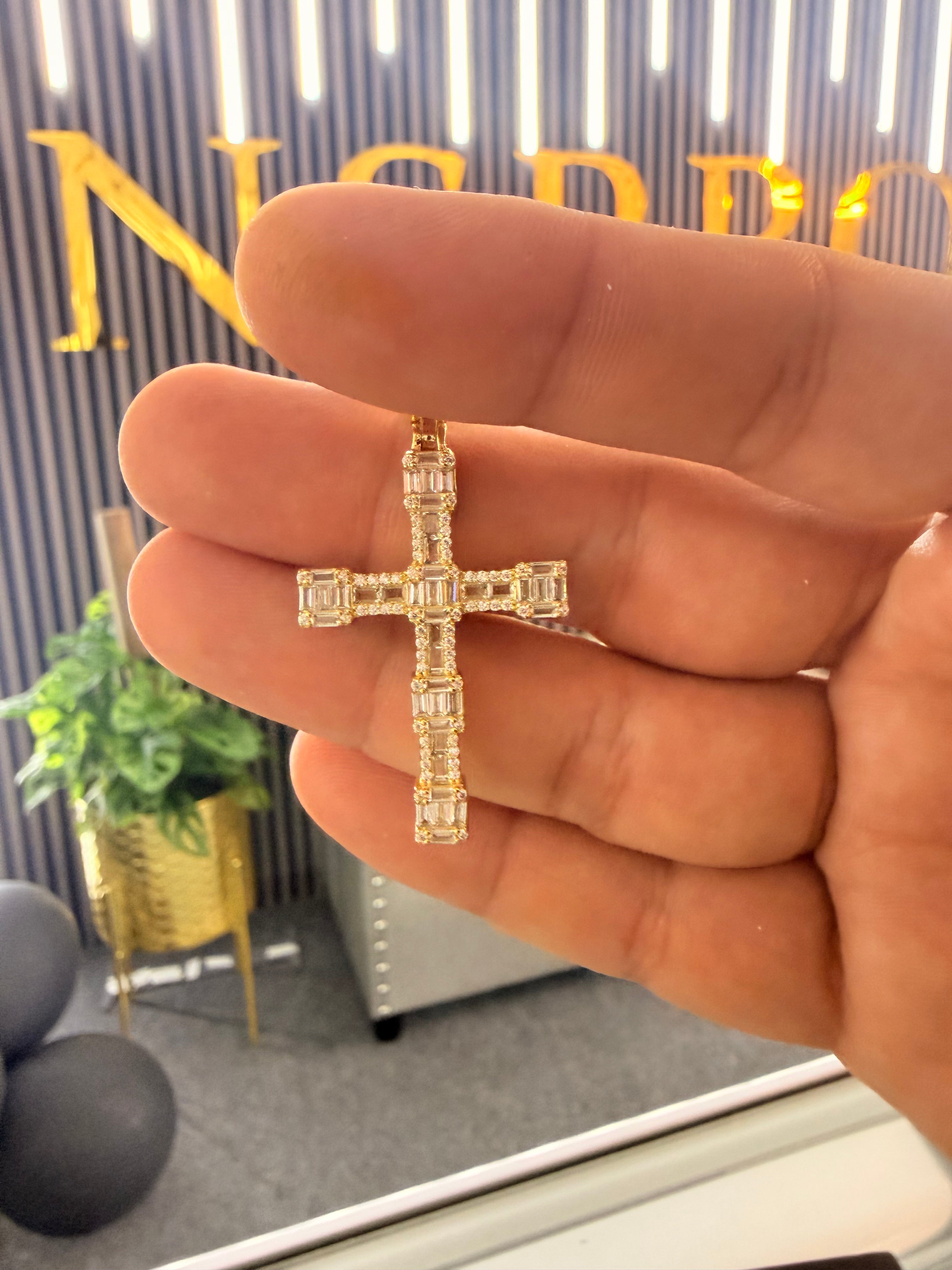 Iced Baguette Block Cross