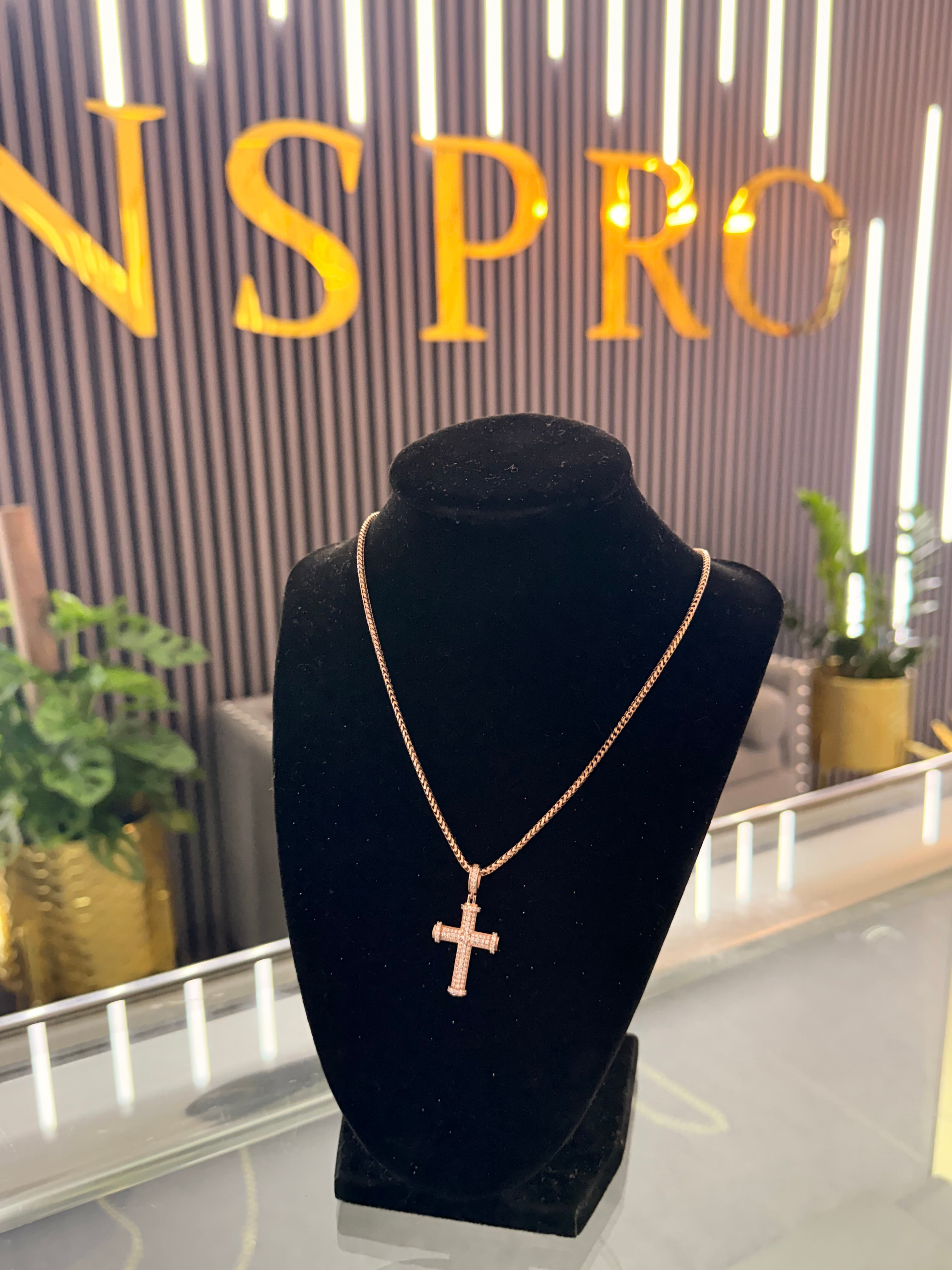 Moissanite Nail Cross Pendant (14K)