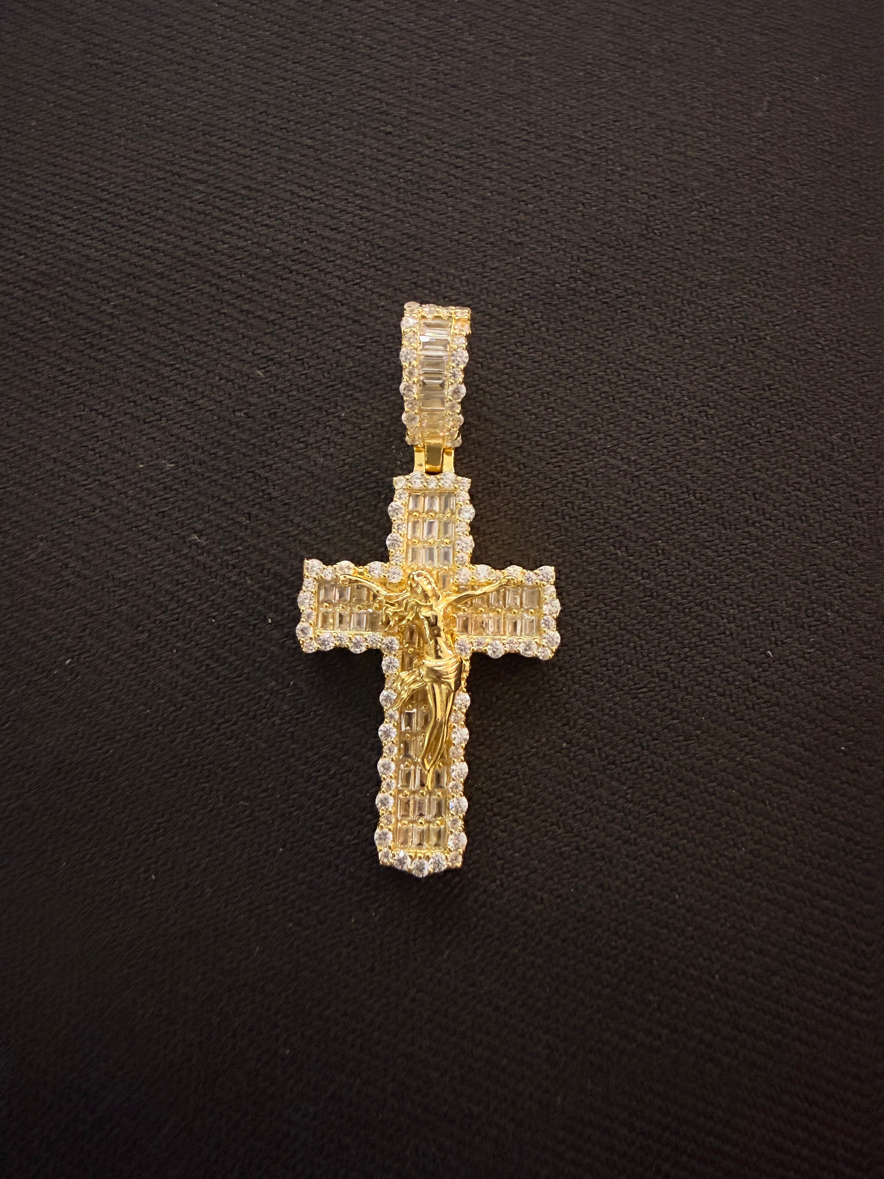 Crucifix Baguette Cross Pendant