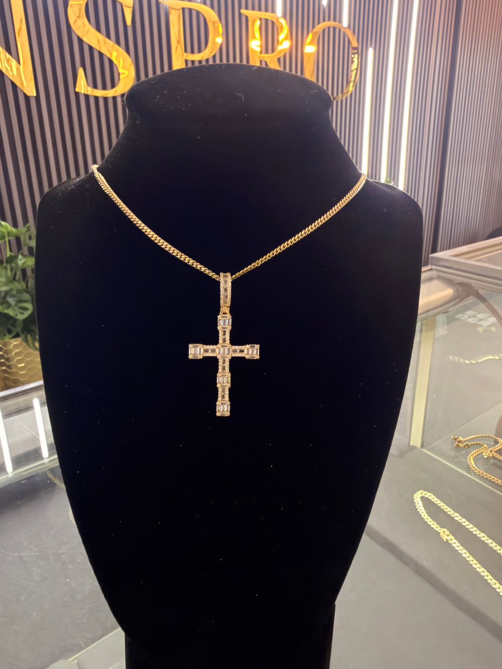 Iced Baguette Block Cross