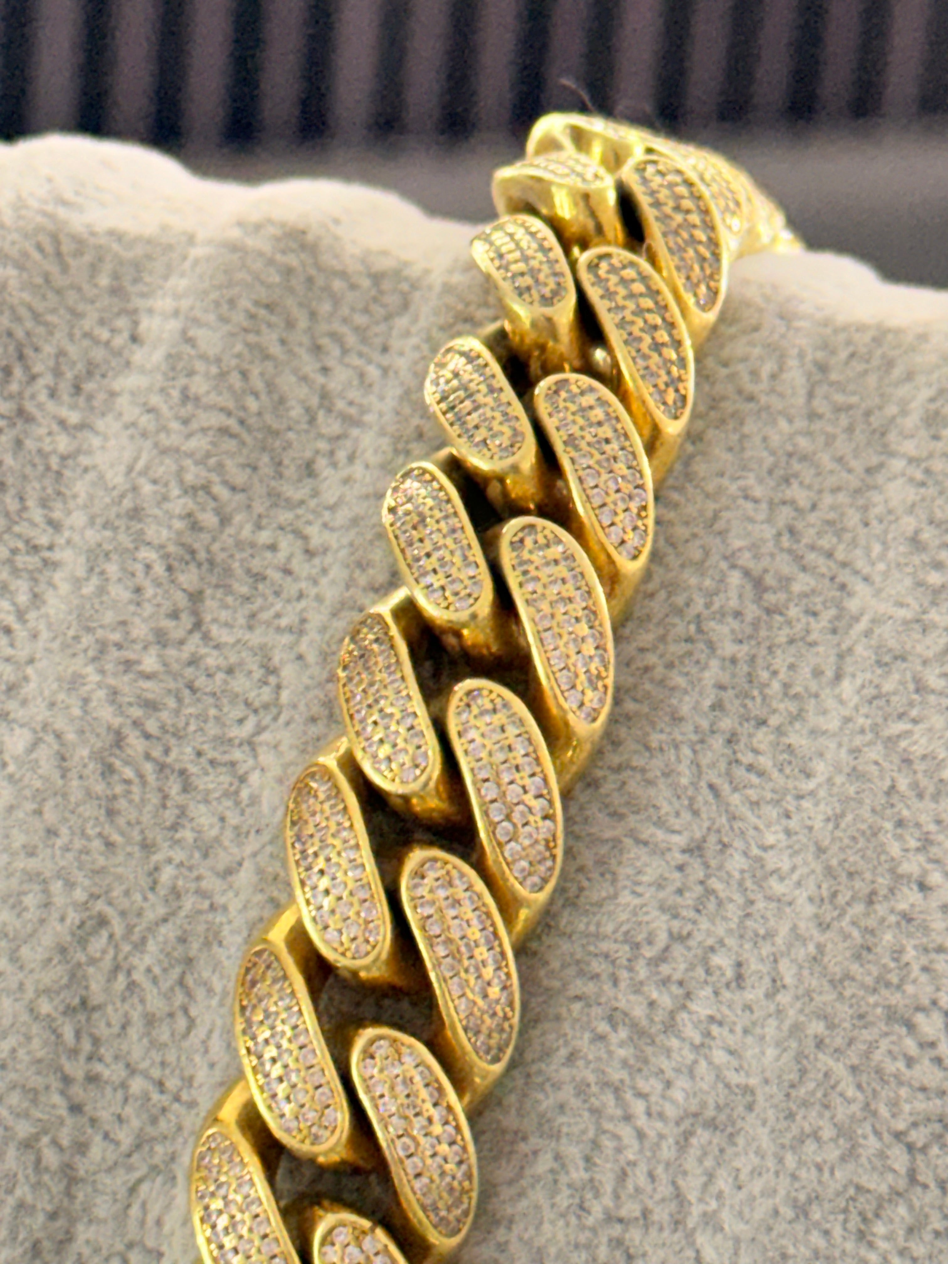 Cuban Link Bracelet 15mm: Hand-Set Iced Edition