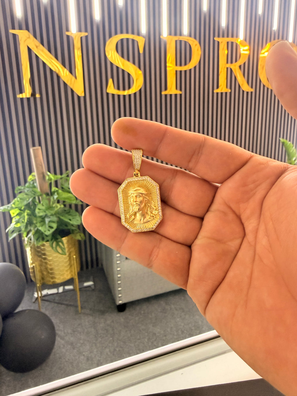 Octagon Radiant Matte Jesus Pendant