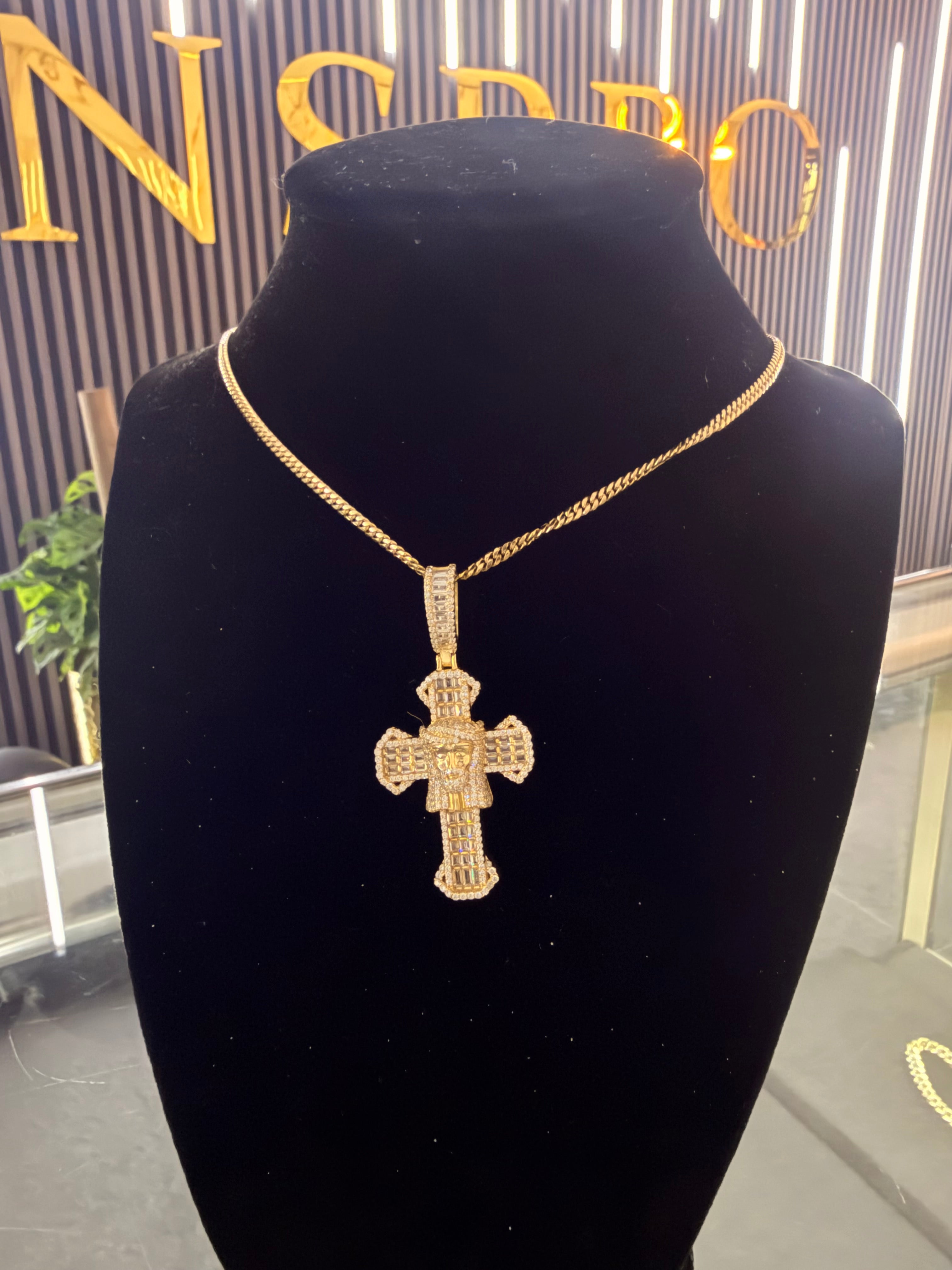 Iced Jesus Piece Cross Pendant