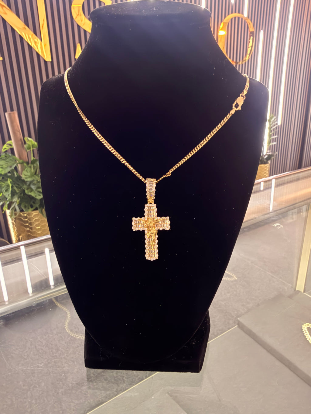 Crucifix Baguette Cross Pendant