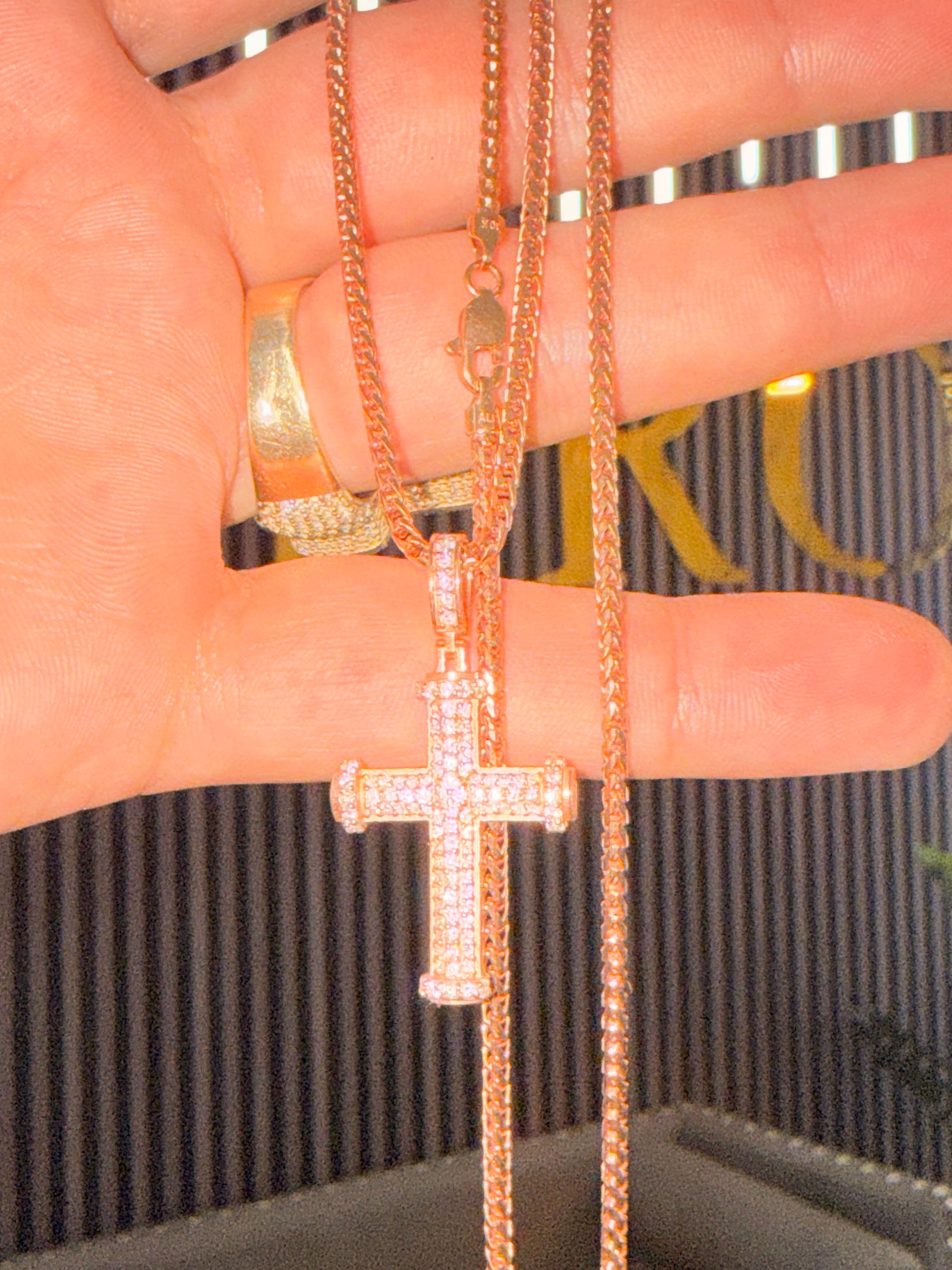 Moissanite Nail Cross Pendant (14K)