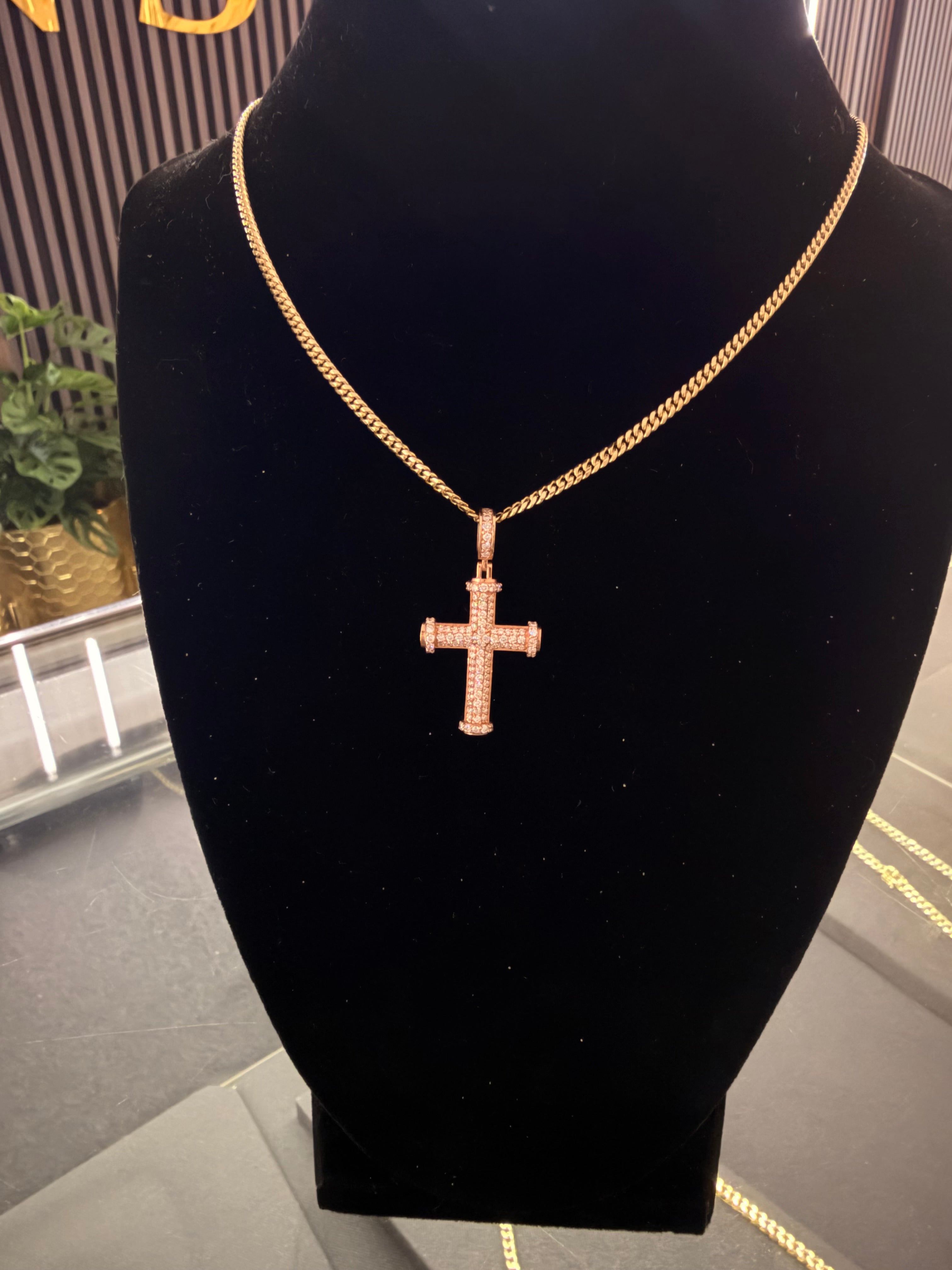 Moissanite Nail Cross Pendant (14K)